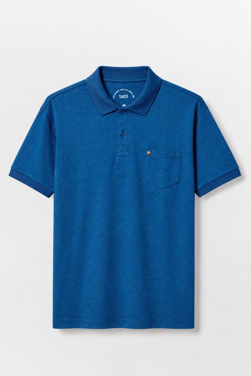 Polo Básica Comfort Piquet Flex Com Bolso Azul Marinho