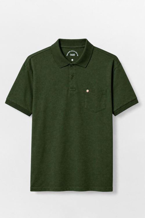 Polo Básica Comfort Piquet Flex Com Bolso Verde Escuro