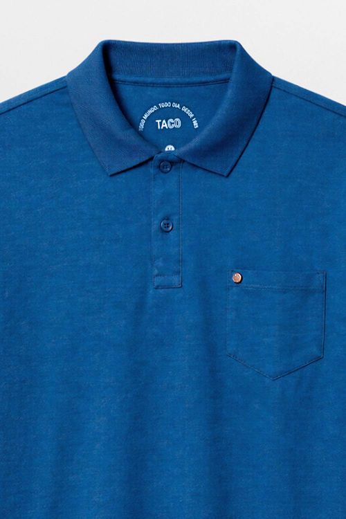 Polo Básica Comfort Piquet Flex Com Bolso Azul Marinho