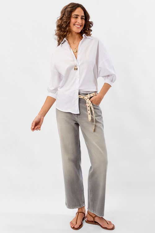 Calça Jeans Straight Cinza