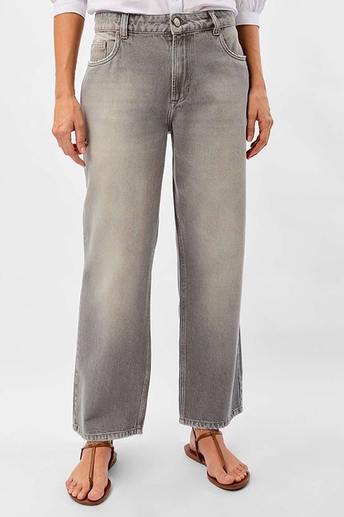 Calça Jeans Straight Cinza