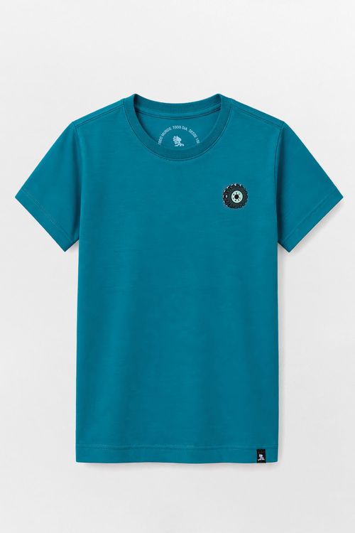 T-Shirt Infantil Estampada Verde Escura