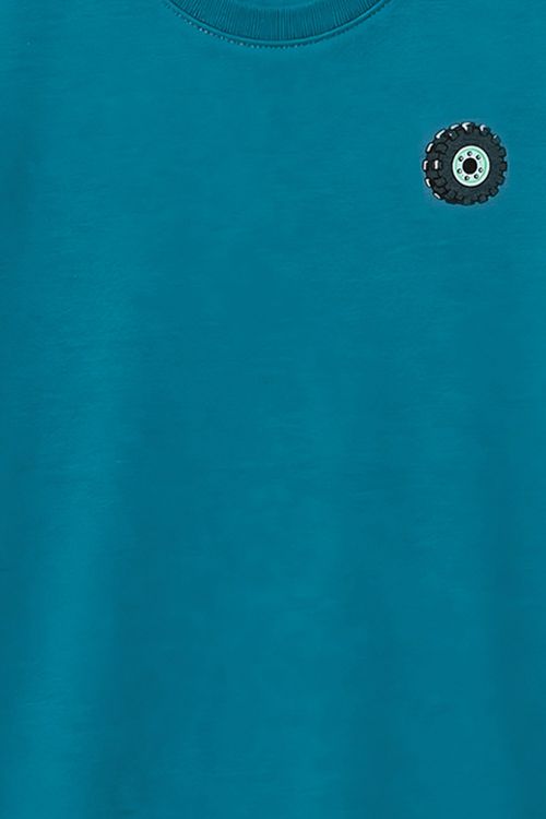 T-Shirt Infantil Estampada Verde Escura