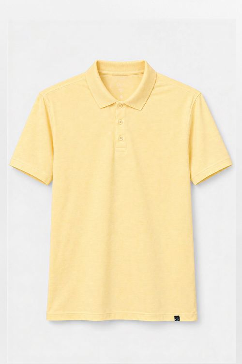 Polo Básica Fit Mescla Amarelo Claro