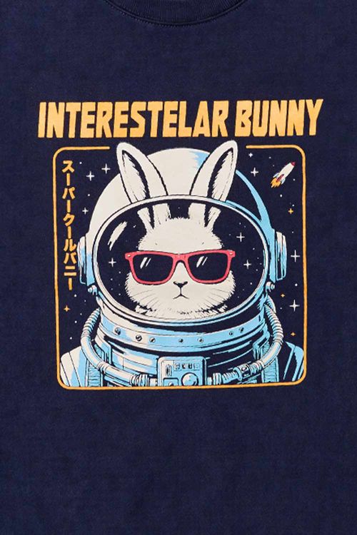 T-Shirt Infantil Estampada Interestelar Azul Marinho