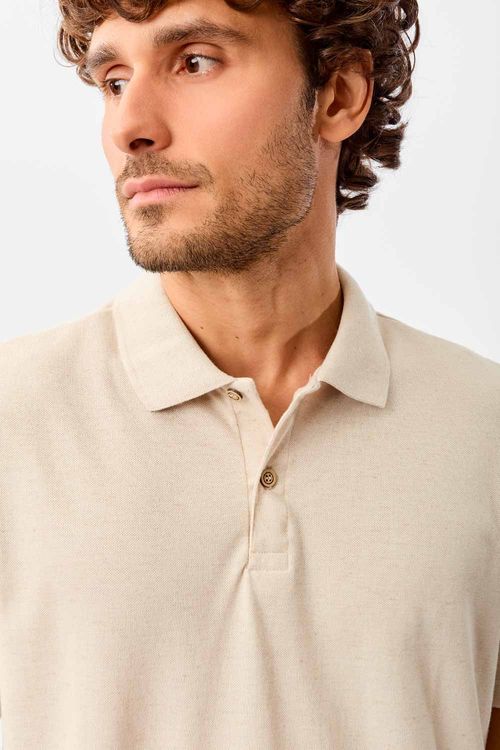 Polo Básica Piquet Linho Cru