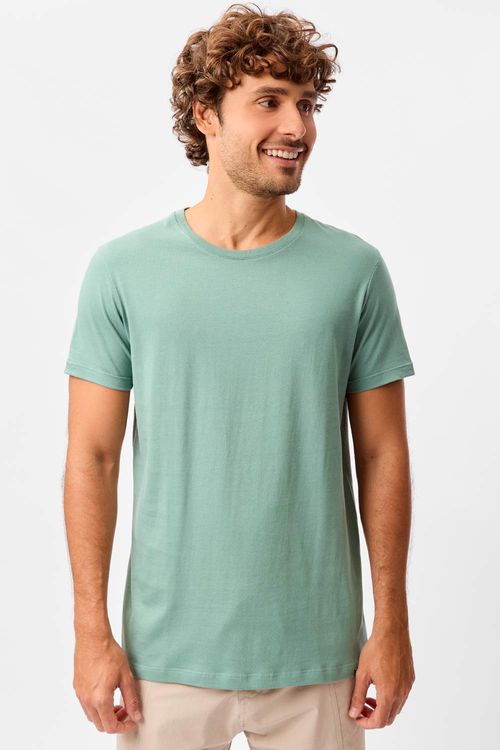 T-Shirt Básica Premium Fit Sem Costura Lateral Verde Clara