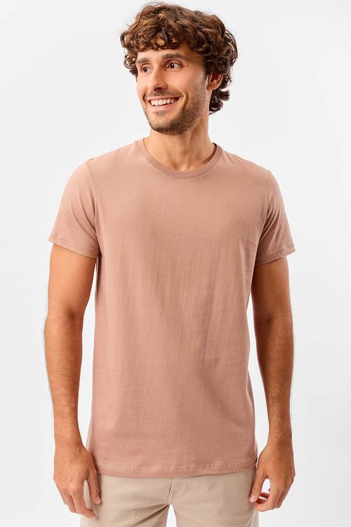 T-Shirt Básica Premium Fit Sem Costura Lateral Rosa Clara
