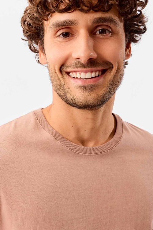 T-Shirt Básica Premium Fit Sem Costura Lateral Rosa Clara