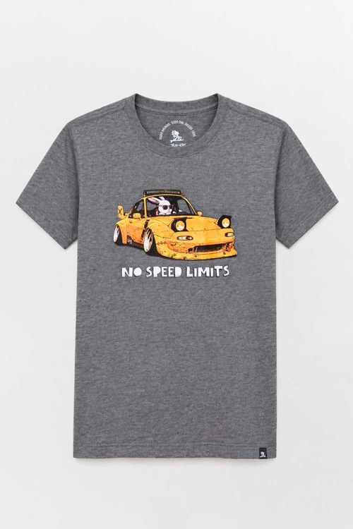 T-Shirt Infantil Estampada Speed Limits Grafite