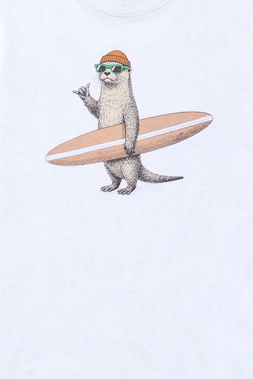 T-Shirt Infantil Estampada Animal Surf Branca
