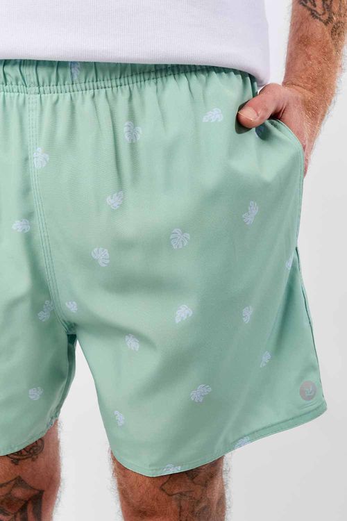 Short Estampado Mini Print Folha Verde Claro