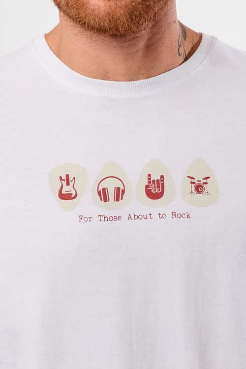 T-Shirt Estampada Icones Premium Sem Costura Lateral Branca