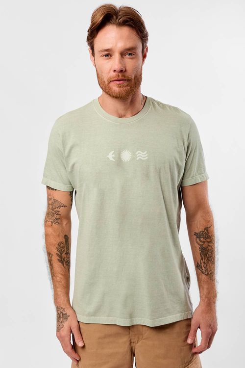 T-Shirt Estampada Stone Elementos Verde Clara