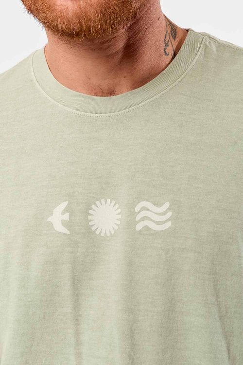 T-Shirt Estampada Stone Elementos Verde Clara
