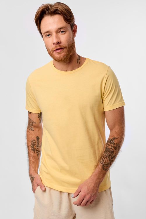 T-Shirt Básica Fit Amarela Clara