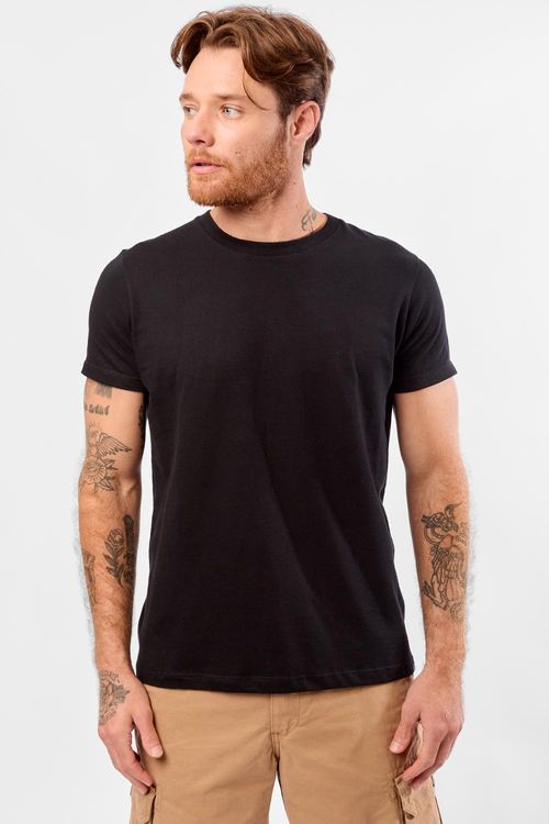 T-Shirt Básica Premium Sem Costura Lateral Preta