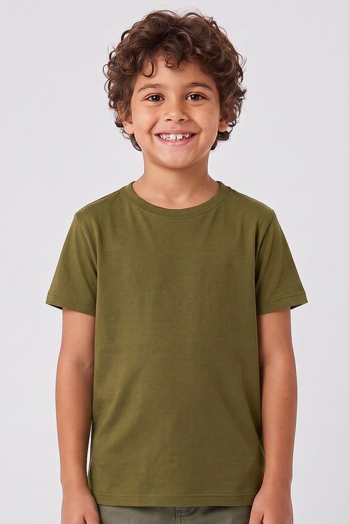 T-Shirt Infantil Básica Color Verde Musgo