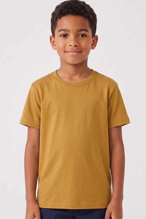 T-Shirt Infantil Básica Color Mostarda