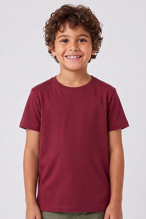 T-Shirt Infantil Básica Color Vinho