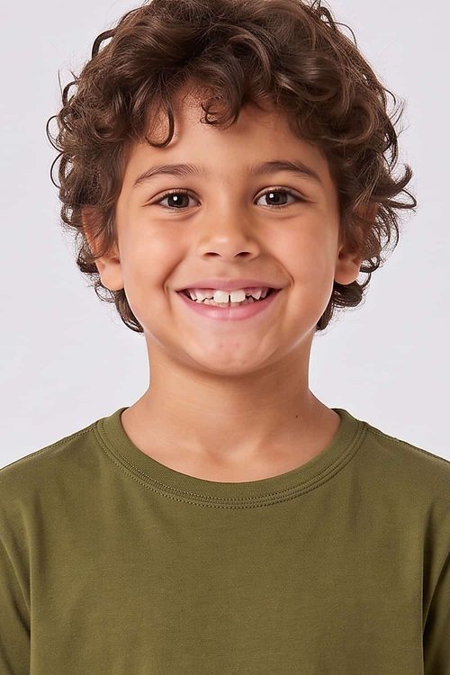 T-Shirt Infantil Básica Color Verde Musgo