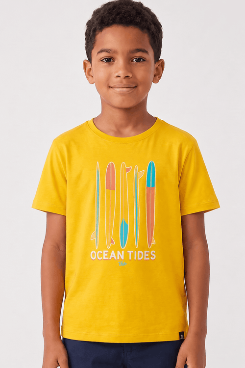 T-Shirt Infantil Estampada Ocean Amarela