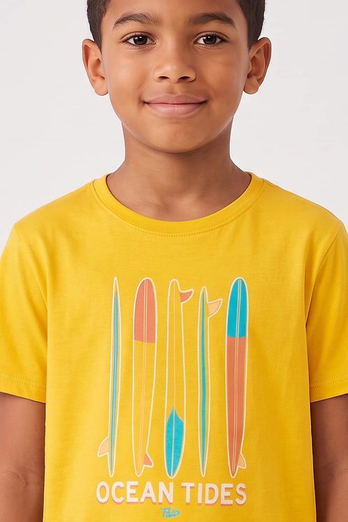 T-Shirt Infantil Estampada Ocean Amarela