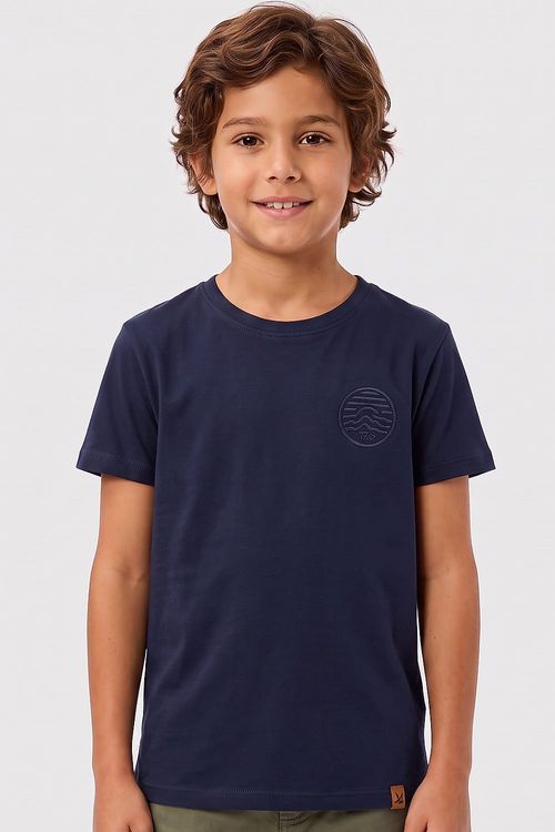 T-Shirt Infantil Estampada Waves Azul Marinho
