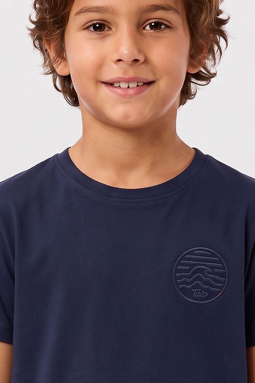 T-Shirt Infantil Estampada Waves Azul Marinho