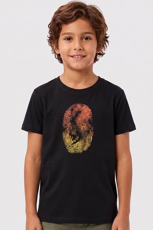 T-Shirt Infantil Estampada Fingerprint Preta
