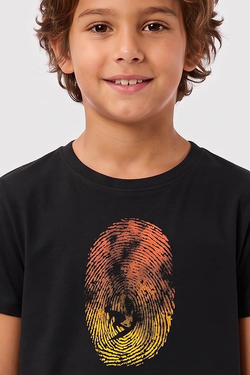 T-Shirt Infantil Estampada Fingerprint Preta