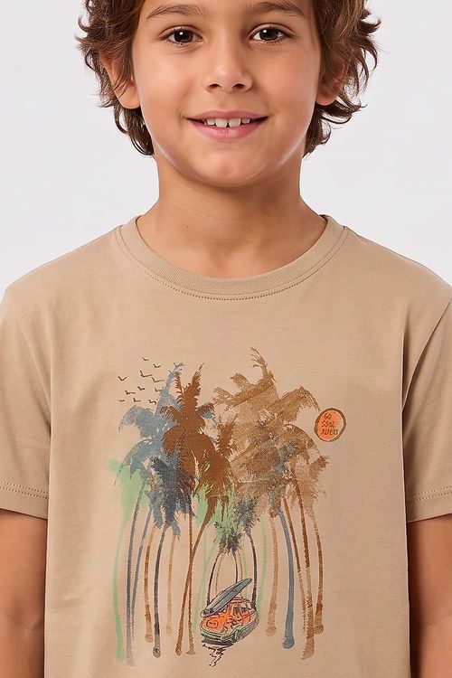 T-Shirt Infantil Estampada Surf Khaki