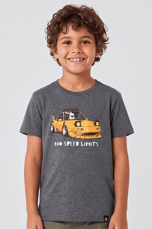 T-Shirt Infantil Estampada Speed Limits Grafite