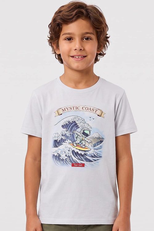 T-Shirt Infantil Estampada Coast Branca