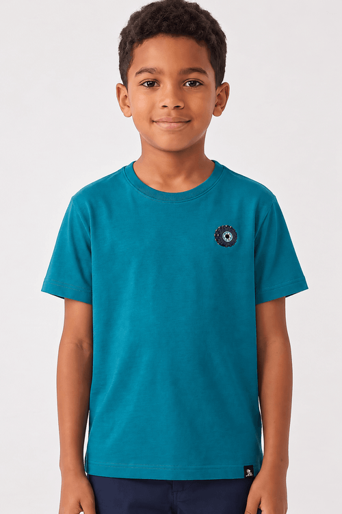 T-Shirt Infantil Estampada Verde Escura