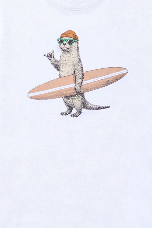 T-Shirt Infantil Estampada Animal Surf Branca