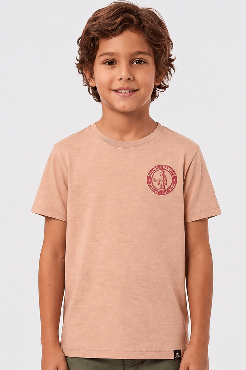 T-Shirt Infantil Estampada Carimbo Monkey Khaki
