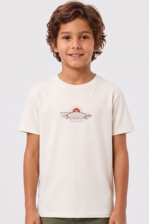 T-Shirt Infantil Estampada Fone Oversized Off White